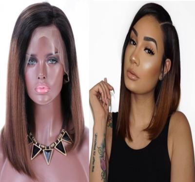 China Natural Straight Ombre Color Highlight Bob Style 100% Virgin Hair Chinese Full Lace Wig Fast Express Delivery for sale