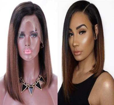 China Natural Straight Ombre Color Highlight Bob Style 100% Virgin Hair Brazilian Full Lace Wig Fast Express Delivery for sale