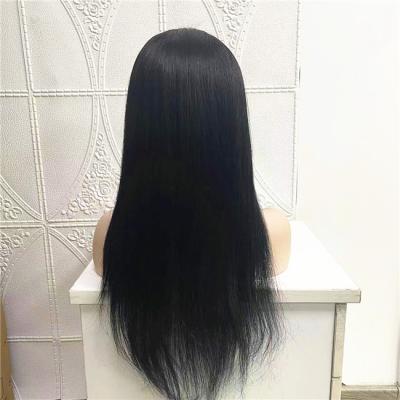 China Straight Full Lace Long Female Wigs With PU Around Black Color Hand Tied Hairpieces For Women In America for sale