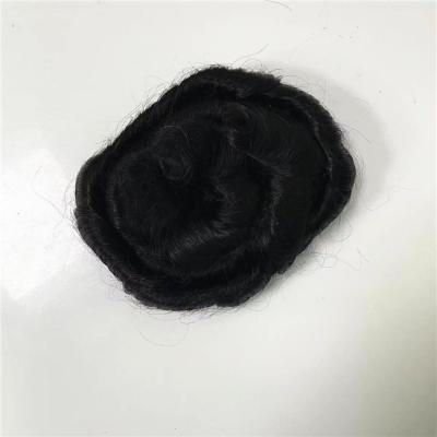 China New Style 32mm Indian Human Hair Virgin Black Color Male Wigs All Hand Tied 32mm For Black Men In America for sale