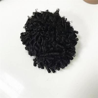 China 15mm 15mm Low Loop PU Hand Tied Indian Virgin Human Hair Replacement For Black Men In America Fast Express Delivery for sale