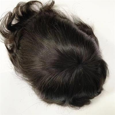 China Indian Straight Natural Color Human Virgin Human Hair Replacement Hand Tied Straight Hair Pieces For Black Men In America Quickly Express for sale