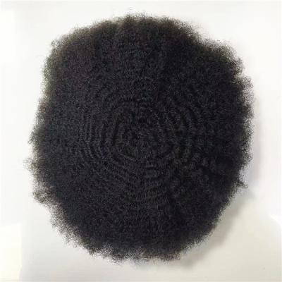 China High Quality Curly Curly Curly Indian Remy Human Hair Full Lace Afro 4mm Male Wigs For Black Men To America Ready To Ship for sale