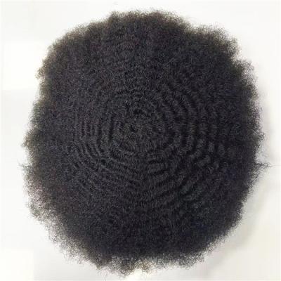 China Full Lace Curl 4mm Afro Kinky Curly Indian Human Virgin Hair Full Lace Hairpiece All Hand Tied For Black Man In America for sale