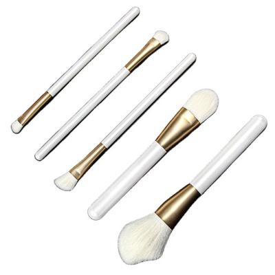 China Angular Blush High Quality 5Pcs Cosmetic Brush set  Makeup Brush With White Glue Handle And Synthetic Fibre for sale