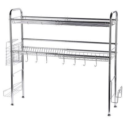 China High Quality Sustainable Stainless Steel Storage Racks Storage Organizer Two Layer Dish Drying Rack for sale