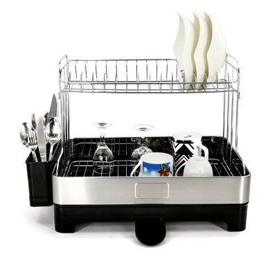 China Sustainable Easy Installation Kitchen Silver Stainless Steel Dish Drying Rack With Chopsticks Cage Knife Board for sale