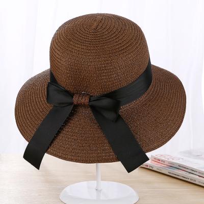 China 2022 Wholesale JOINT High Quality Women Fashion Wide Brim Beach Two Tone Straw Hats Fedora With Panama for sale