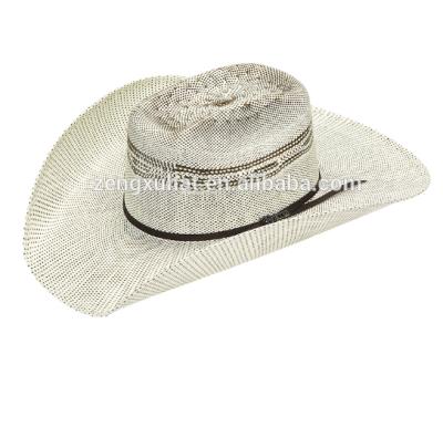 China New Character Low Moq Style Cowboy Hat Comfortable Natural Hollow Straw Unisex for sale