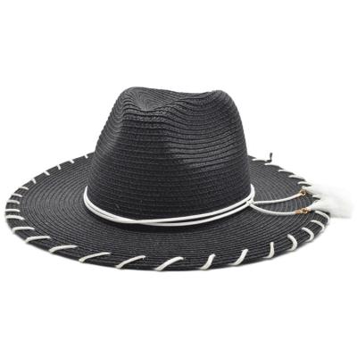 China High Quality Classic Braid Wide Brim Unisex Sun Holiday Character Accessories Min Panama Hat Summer Paper Straw Hats for sale