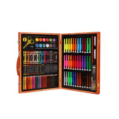 China Wholesale Fashion 120 Pieces Art Wooden Drawing Box Set with Pen Pencil and Watercolor Color Art Sets for Kids for sale