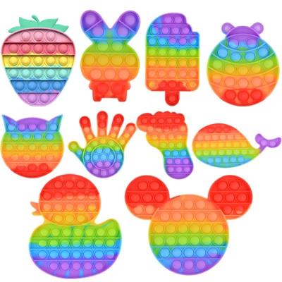 China New Soft silicone fidgety person bubble popper toy stres rainbow fidgety push noise fidgety person toys for kinds for sale