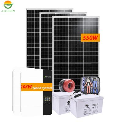 China Home Commercial Industrial Other Jingsun Factory Price Solar System 8kw 10kw 15kw Lead Acid Battery Hybrid Solar System for sale