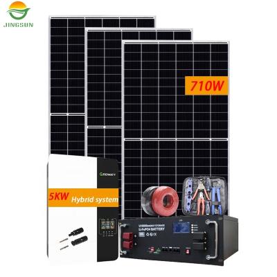 China Home Commercial Industrial Other Jingsun Full System 8kw 10kw Solar Power Hybrid Solar 5kw Power System With Batteries for sale