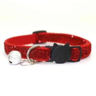 China Wholesale Pet Supplies Custom Customizable Pet Cat Collar with Bells Face Cat Face Collar Safety Buckle Cat Ring Glitter Velvet Collar for sale