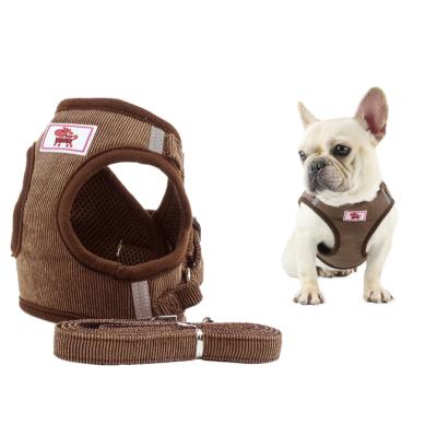 China Reflective New Style Custom Corduroy Material Comfortable And Breathable Sleep Dog Chest Harness Set for sale