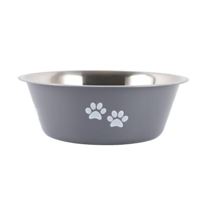 China Stainless Steel Color Spray Paint Dog Bowl Pet Bowl Water Feeder Viable Pets Non Slip Drop Shipping In Stock for sale