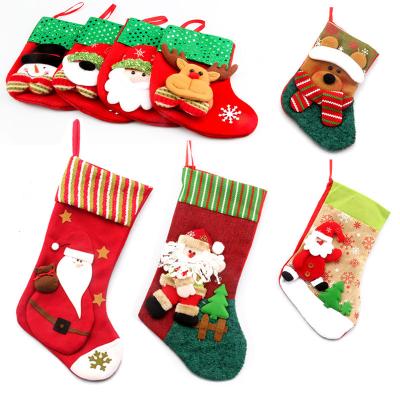 China Merry Christmas Decoration Christmas Decorations Santa Claus Socks Christmas Tree Gift Bag Christmas Dangle Small Socks for sale