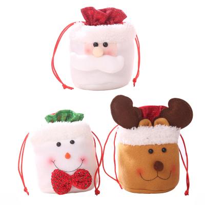 China New Durable Christmas Decorations Durable Christmas Decorations Apple Bag Drawstring Bag Old Man Candy Bag Child Gift Canvas Bag for sale