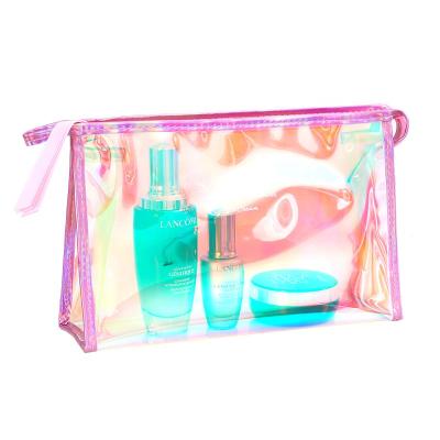 China Promotional Lady Lase Holographic PVC Cosmetic Bag PVC Toiletry Bag Transparent Women Beauty Makeup Bag for sale