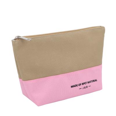 China Recycled Audited Factory Recycled Canvas Cosmetic Bag Makeup Clutch Bag Toiletry Bag Twotone Eco-friendly RPET Standard Cotton Material for sale