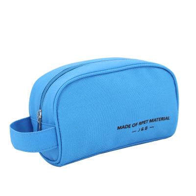 China OEM Recycled Eco-Friendly Material 600D 1680D PET Bottle Cosmetic Pouch Bag RPET Men Standard Material Travel Toiletry Bag for sale