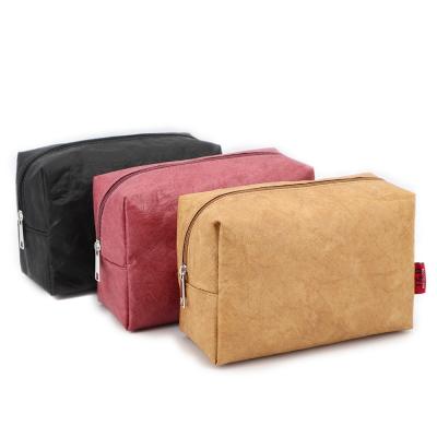 China Vintage Dupont Tyvek Toiletry Bag Cosmetic Brush Bag Promotional Waterproof Washable Makeup Paper Eco-friendly tyvek wash bag for sale