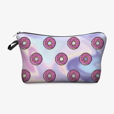 China Creative Print Wash Donut Makeup Travel Fashion Polyester Cosmetic Bag Pouch Customized European and American Style Trend for sale