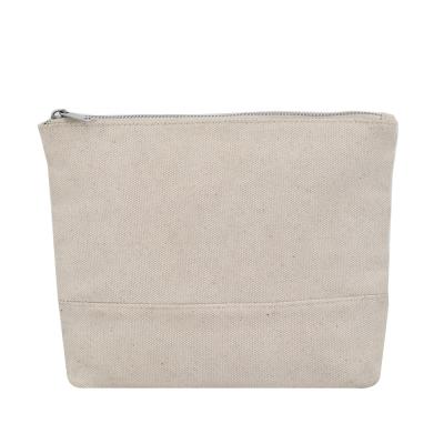 China Factory price 100% cotton natural canvas cosmetic bag with zipper women canvas makeup bag blank canvas pockets for sale