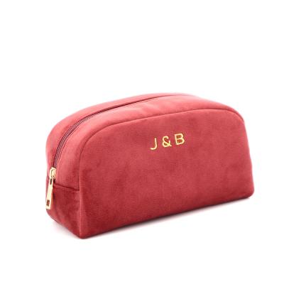 China Lady Logo Custom Bag Zipper Toiletry Pouch Cosmetic Makeup Bag For Promotion Women Velvet Bag With Logo for sale