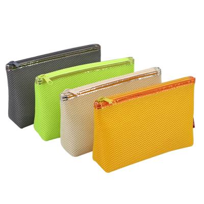 China Reuse Lightweight Fashionabel Shockproof Sandwich Mesh Colorful Zipper Pouch Sanitary Protective Pouch Toiletry Wash Makeup Bag for sale