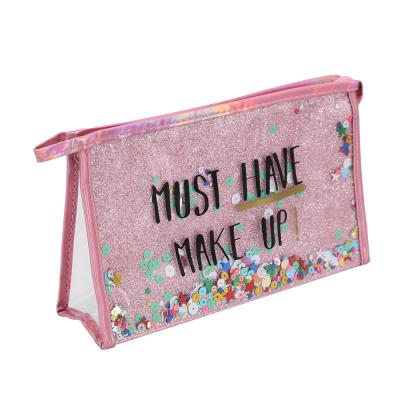 China Wholesale Customized Glitter Luminous Sequin Float Wash Piece Fashion PVC Bag Gargle Cosmetic Bag Make Up Bag for sale