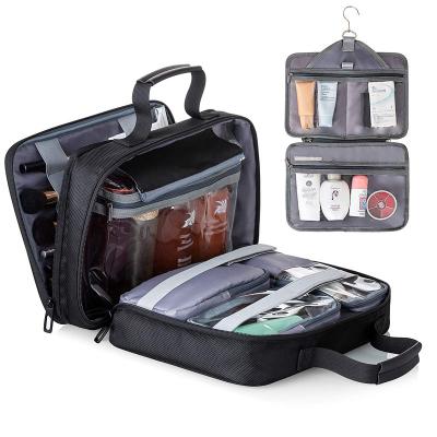 China Lady Factory OEM Nylon Makeup Organizer Bag Multifunctional Toiletry Cosmetic Case With Hanger for sale