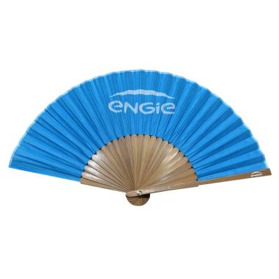 China Custom Printed Logo Europe High Quality Personalized Bamboo Folding Fan On Rib Hand Held Bamboo Fans For Business Gift for sale