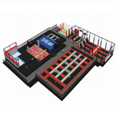 China Various Customized Large Cheer Amusement Nanjing Indoor Games Trampoline Park, Square Trampoline With Multiple Soft Games for sale