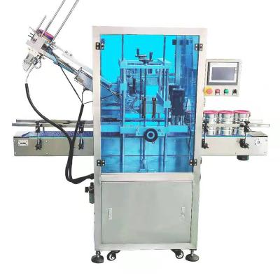 China Chemical Automatic Plastic Snap Cover Soft Cover Capper Lid Press Lid Capping Machine for sale