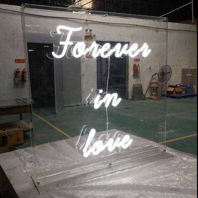 China Buildings Wedding Supplies Acrylic Custom Neon Sign Holder Led Neon Light Box Sign for sale