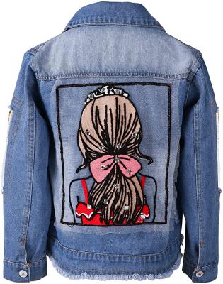 China Winter Breathable Kids Clothes Sequined Babies Jackets Denim Coats With Embroidery Girls Denim Jacket for sale