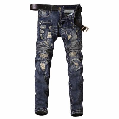 China Pencil pants motorcycle jeans pants men's stretch beggar clothes new fashion lattice for sale