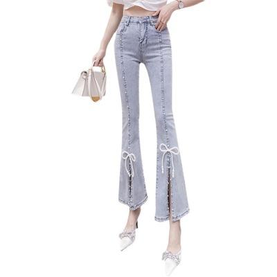 China New Style Washed Lady Washed Wide Leg Denim Low Waist Casual Jeans Stripe Breathable Jeans for sale