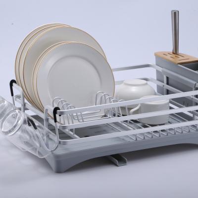 China Sustainable Kitchen Organization Storage Shelf Aluminum Dish Drying Rack Dish Drainer Rack for sale