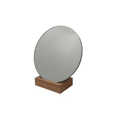 China Best Selling Decorative Desk Mirror Bedroom Furniture Simple Side Round Shaped Mirror With Wooden Base for sale