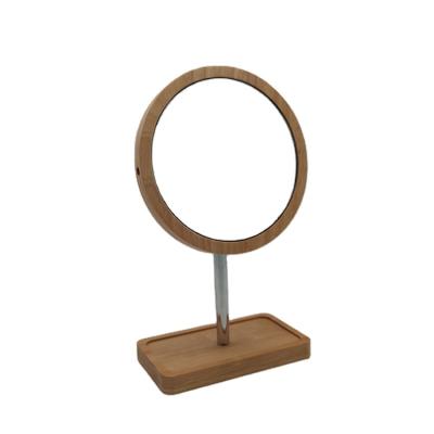 China Beautiful Movabling Wooden Frame Wooden Desktop Cosmetic Mirror Decorative Classic Stand Makeup for sale