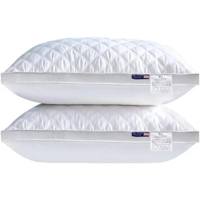 China Anti-Apnea Quilted Microfiber Filling King Pillow With White Piping Edge Gusset for sale