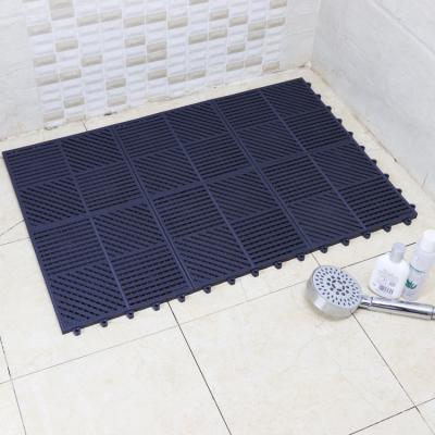 China Washable Pure Vinyl Stocked Mat Cushion Anti Skidding Drainage PVC Interlocker Tiles Bath Mats For Toliet Room And Washroom for sale