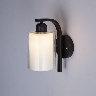 China Modern factory direct sales, modern classic black iron wall lamp bedroom LED glass wall lamp for sale