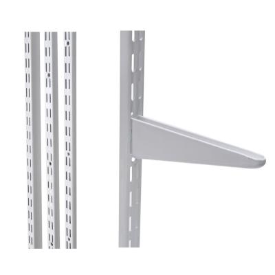 China (Height)Adjustable White Powder Coated Steel Straight Double Slot Bracket With Double Bracket for sale