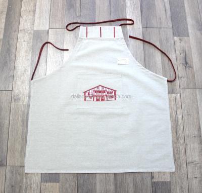 China Breathable And Soft Embroidered Design Cotton Women Apron With Pockets for sale