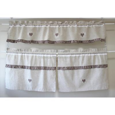 China Polyester Kitchen Embroidered Canvas Embroidered Curtain For Home for sale