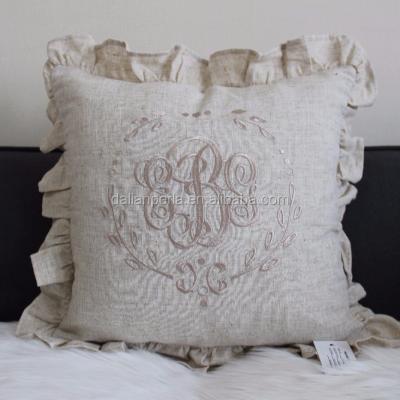 China Embroidered Washable Polyester Cushion Canvas Cover For Home Decoration for sale